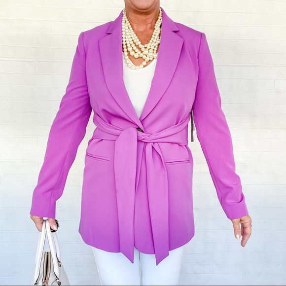 NWT Worthington Purple Long Blazer - Tie Waist - XS - Picture 2 of 7